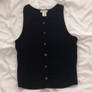Black Bozzolo Girls Button Up Tank Top